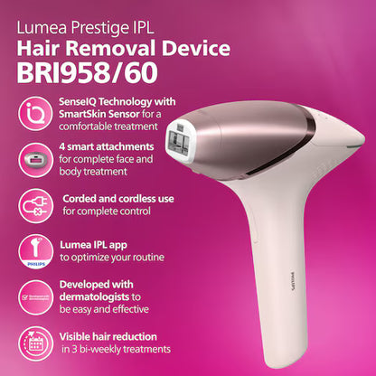 Philips Lumea IPL Hair Removal Device 9000 Series, BRI958/60, With SenseIQ - SmartGatelb