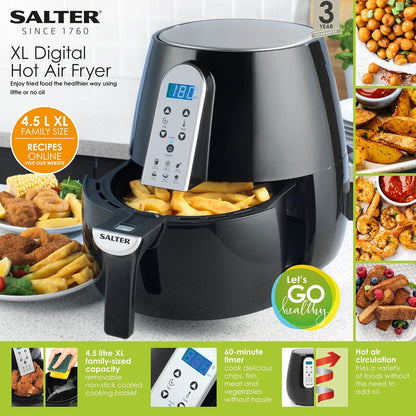 Salter EK2559 XL Hot Non-Stick Basket, Light Touch Digital Display, Compact Air Fryer - SmartGatelb