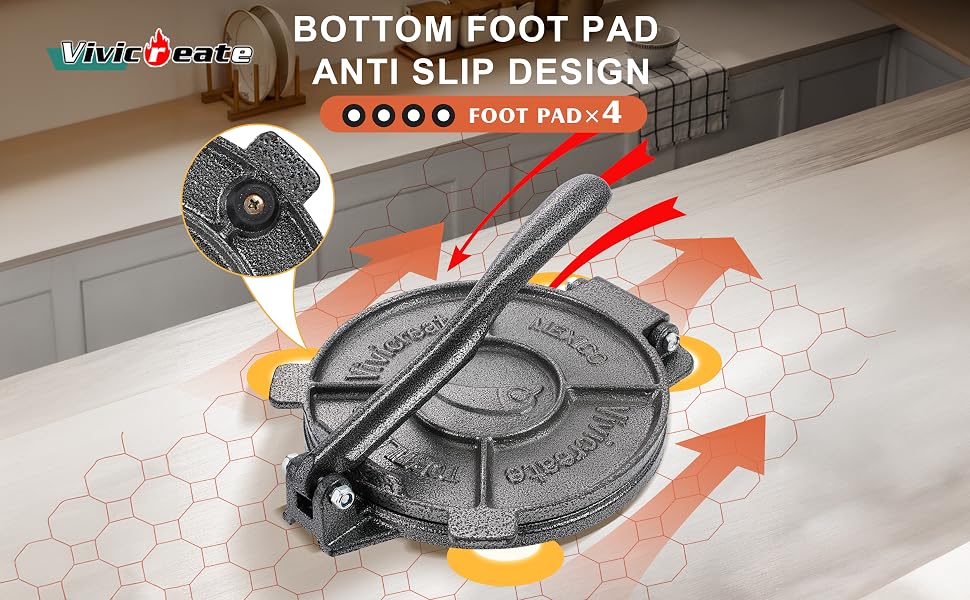 Vivicreate 8-Inch Cast Iron Tortilla Press – Heavy Duty Manual Dough Press for Tortillas, Roti, Chapati & Quesadillas