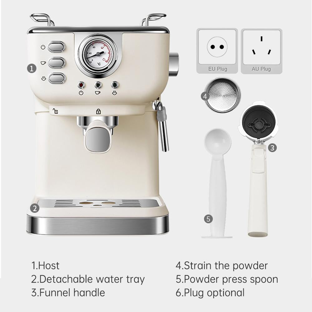 Moccona Espresso Coffee Machine 20 Bar Stainless Steel Espresso Maker with Milk Frother Steam Wand 2 In 1 - SmartGatelb