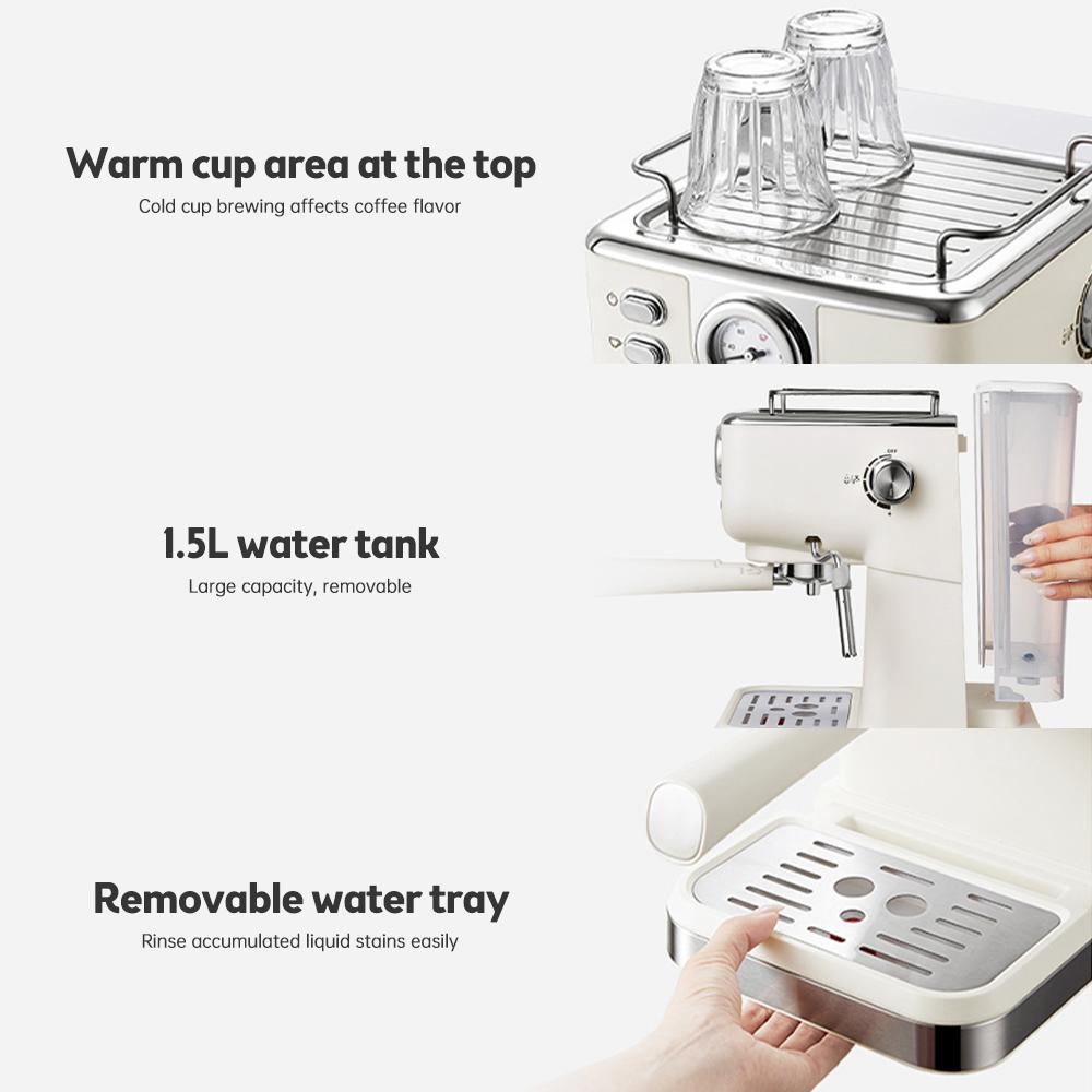 Moccona Espresso Coffee Machine 20 Bar Stainless Steel Espresso Maker with Milk Frother Steam Wand 2 In 1 - SmartGatelb