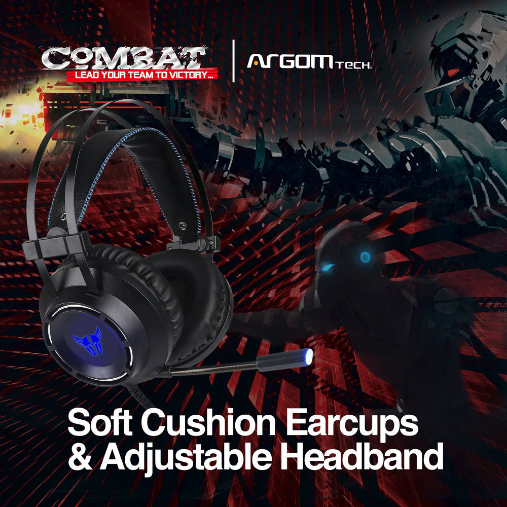 Combat HS46 Gaming Headset (ARG-HS-2846BK) – Wired, 50 mm Driver, USB + 3.5 mm, Telescopic Mic