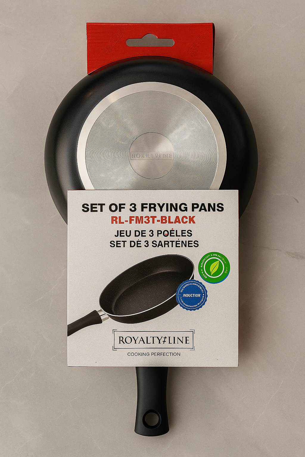 Royalty Line RL-FM3F-Black 3-piece frying pan set - SmartGatelb