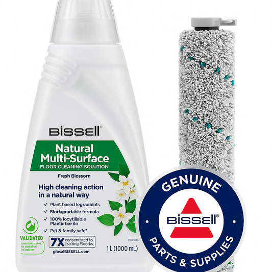 BISSELL Multi-Surface Natural Cleaning Solution + CrossWave MAX Brush Roll | Compatible with MAX, X7, HydroSteam, Omni Models | 1L Herbal Formula + Microfiber Roller - SmartGatelb