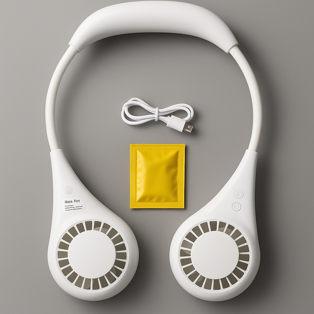 Brilliant Degenero Neck Fan with RGB Lights & Cooling Mist – Hands-Free Wearable Airflow - SmartGatelb