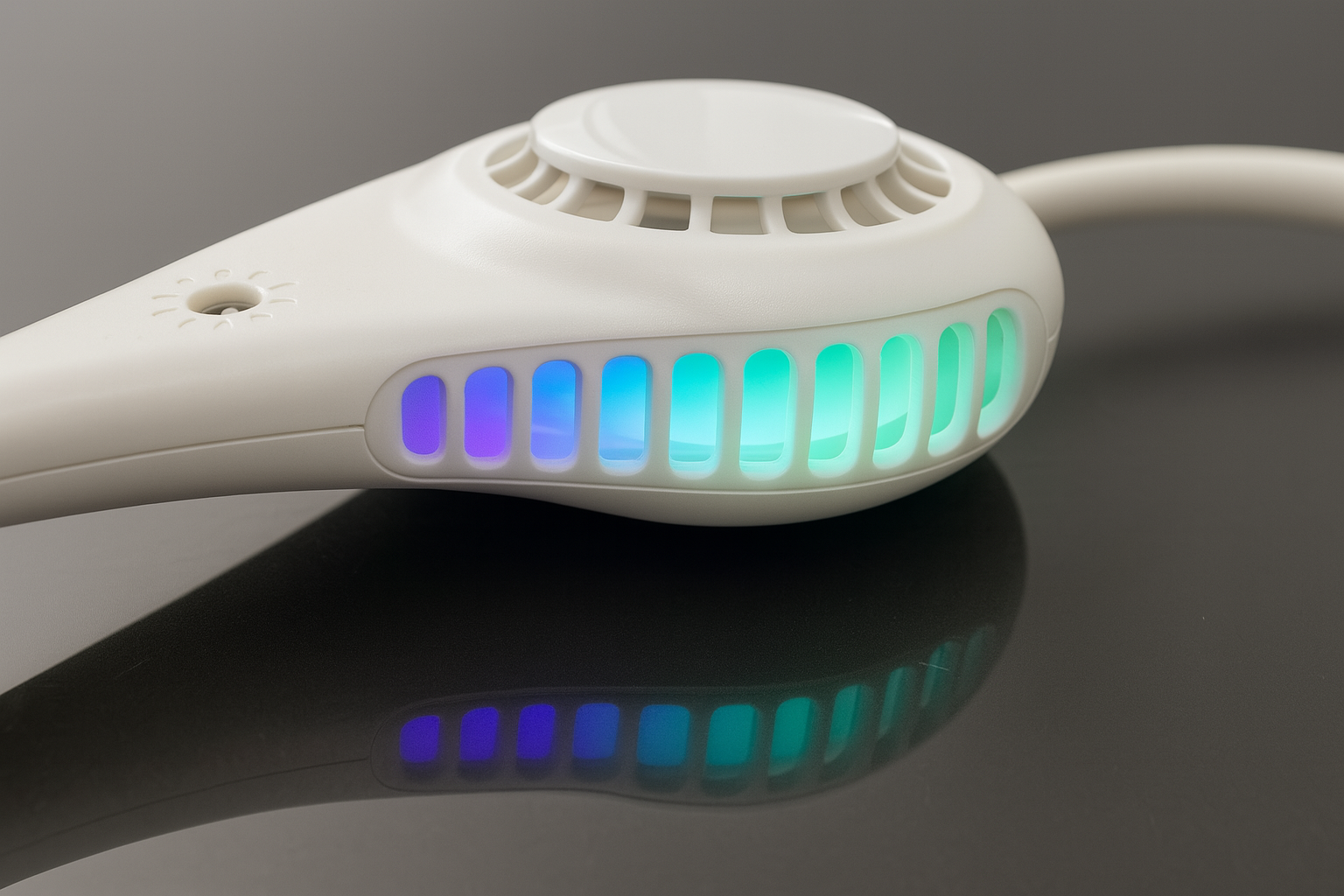 Brilliant Degenero Neck Fan with RGB Lights & Cooling Mist – Hands-Free Wearable Airflow - SmartGatelb