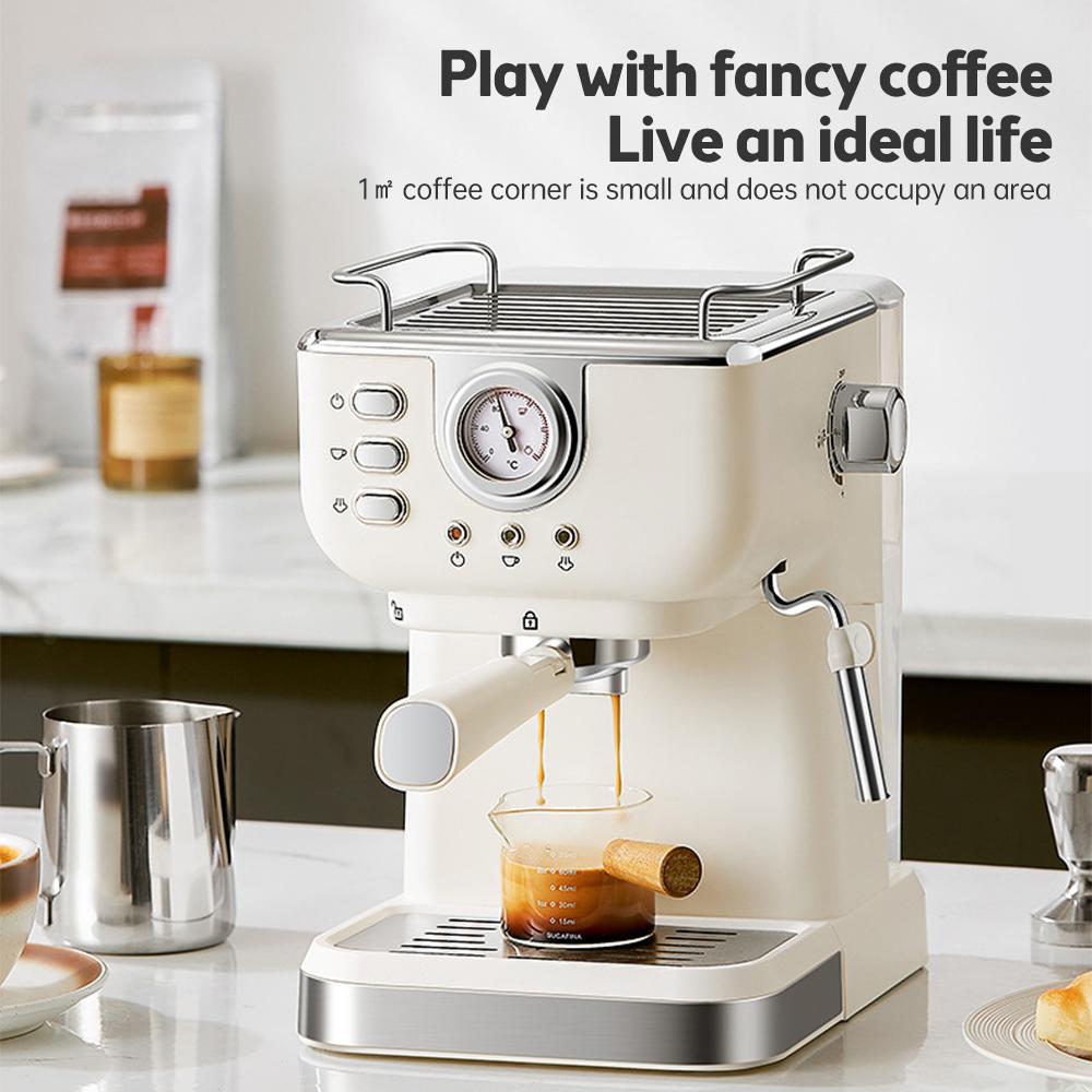 Moccona Espresso Coffee Machine 20 Bar Stainless Steel Espresso Maker with Milk Frother Steam Wand 2 In 1 - SmartGatelb