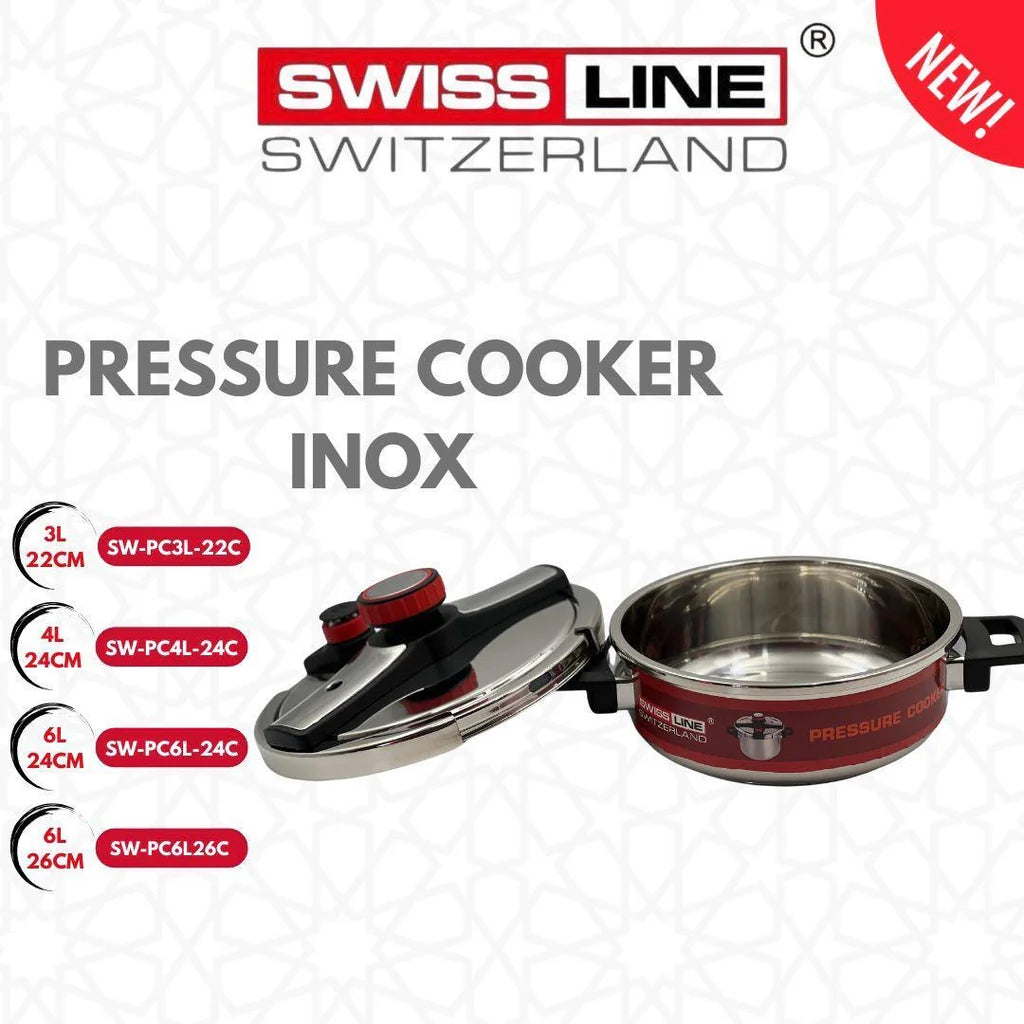 Swiss Line 6L Stainless Steel Pressure Cooker with Marble Coating – Safe & Fast Cooking - Smart Gate