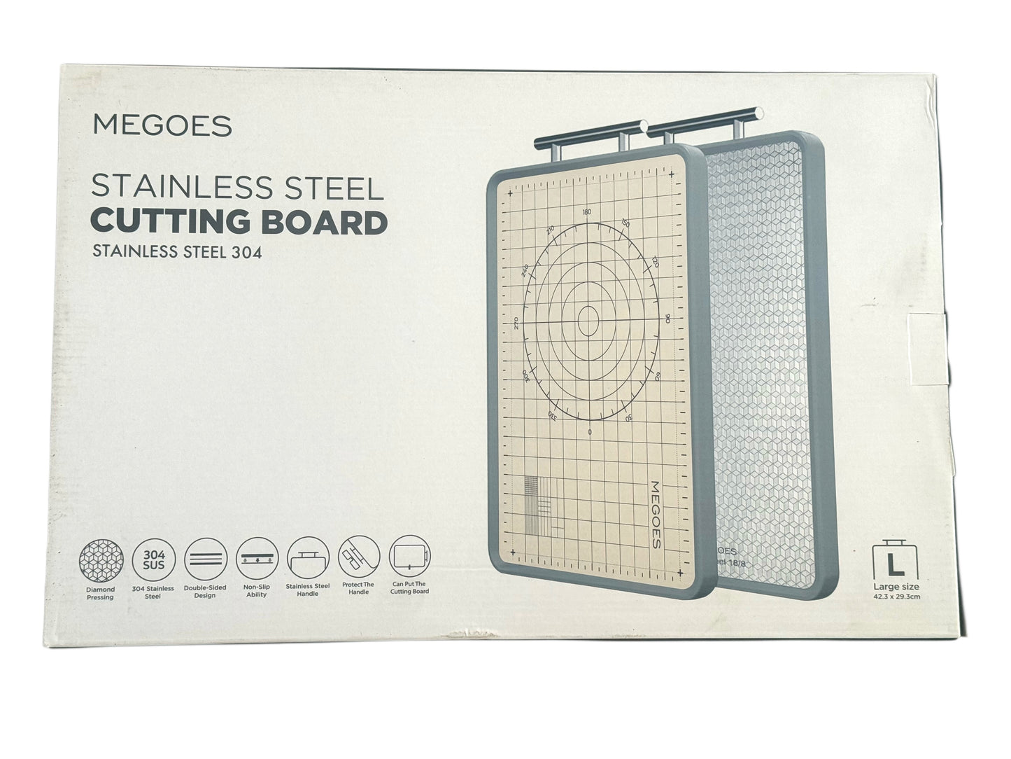 MEGOES Stainless Steel Cutting Board (Large Size – 42.5 x 32.5 cm) - SmartGatelb