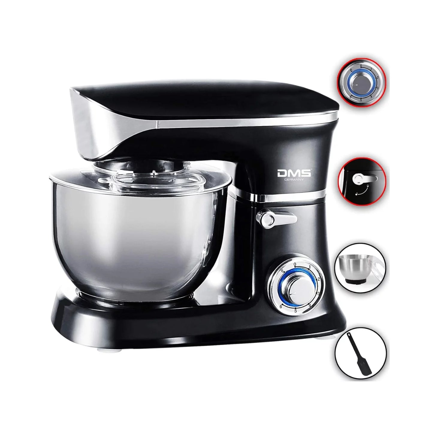 FOOD PROCESSOR DMS KM-1900B 1900W BLACK 6.5L STAINLESS STEEL BOWL - SmartGatelb