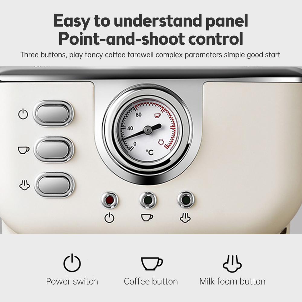 Moccona Espresso Coffee Machine 20 Bar Stainless Steel Espresso Maker with Milk Frother Steam Wand 2 In 1 - SmartGatelb