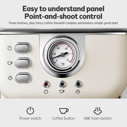 Moccona Espresso Coffee Machine 20 Bar Stainless Steel Espresso Maker with Milk Frother Steam Wand 2 In 1 - SmartGatelb