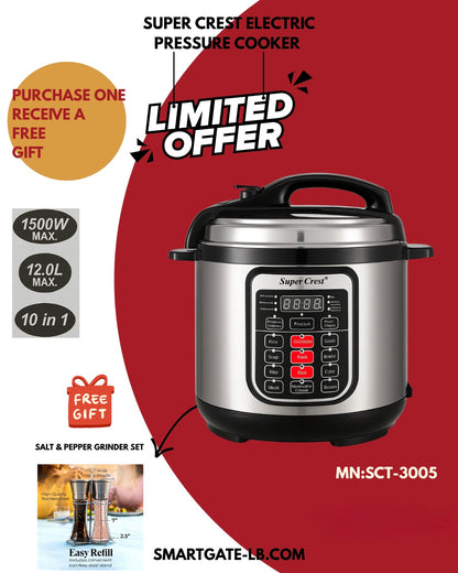 Super Crest Electric Pressure Cooker 12L 1500W - Smart Gate