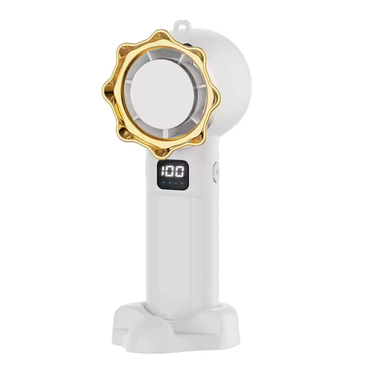 2400mAh Foldable USB Rechargeable Mini Handheld Fan – With Phone Stand, Neck Strap & Display Screen – Ideal for Car, Travel & Outdoor Use - SmartGatelb