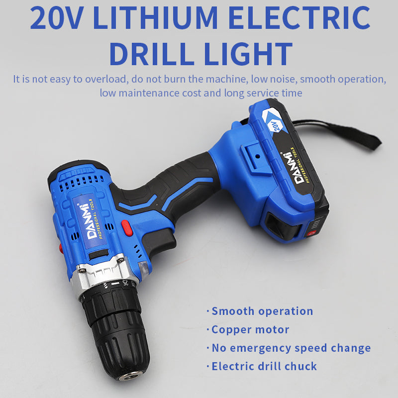 DANMI 20V Cordless Lithium Electric Drill – Model 400120 (2 Batteries Included) - SmartGatelb