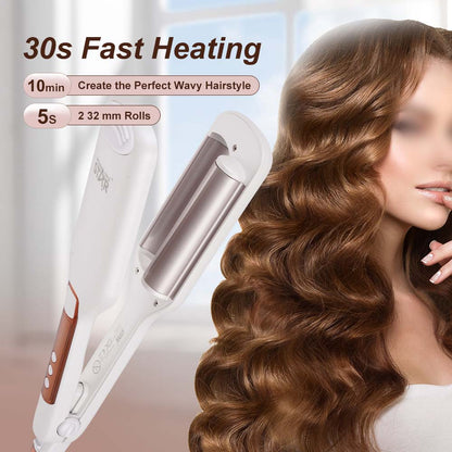 WINNING STAR ST-5773 High Quality PTC Fast Heat Big Wave Hair Curler Two 32mm Rolls Easy Use Ceramic Hair Curling Iron - SmartGatelb