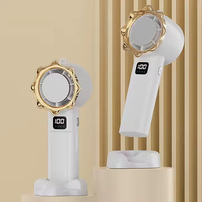 2400mAh Foldable USB Rechargeable Mini Handheld Fan – With Phone Stand, Neck Strap & Display Screen – Ideal for Car, Travel & Outdoor Use - SmartGatelb