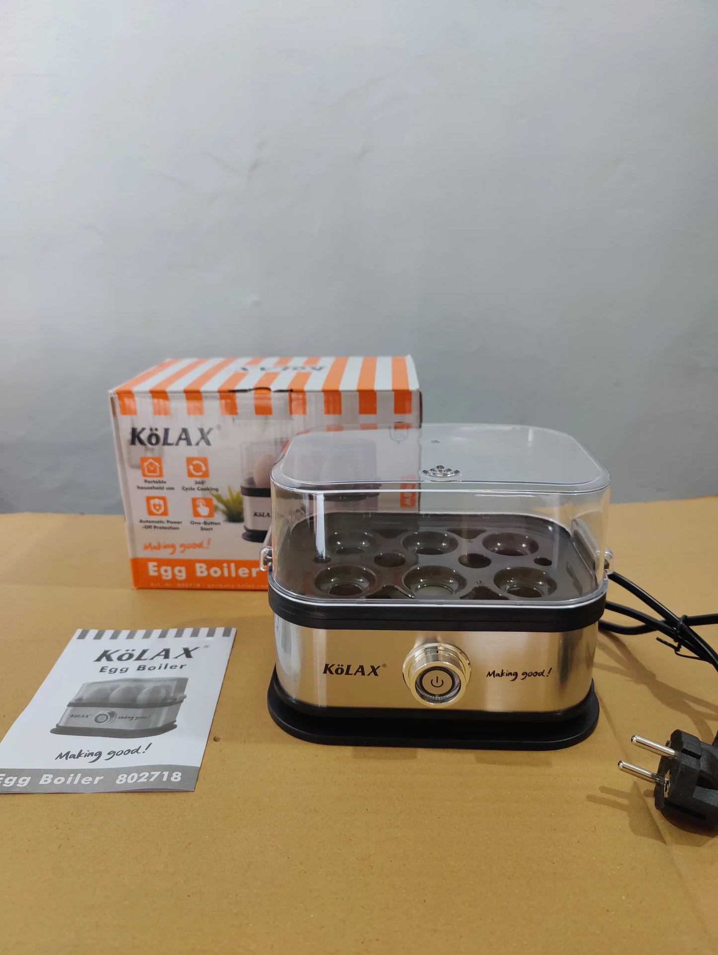 KOLAX 200 W Egg Boiler – Fast & Safe Automatic Egg Cooker with Stainless Steel Plate & One-Touch Operation