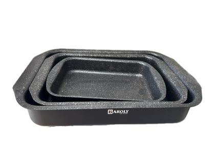 Baroly Non-Stick Square Baking Pan Set – 3pcs (25x18cm, 30x22cm, 35x25cm) – Heavy Gauge, Oven Safe, Eco-Friendly - SmartGatelb