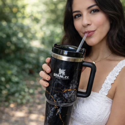Stanley Marble Tumbler – Insulated Mug with Handle & Straw Premium Design - Smart Gate