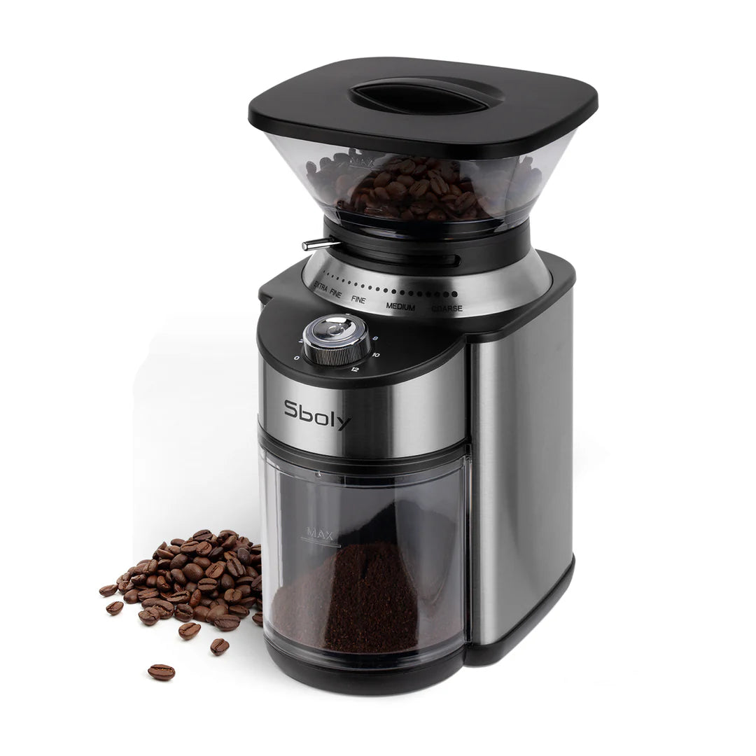 Sboly Coffee Grinder Stainless Steel Adjustable Burr Mill with 19 Precise Grind Setting - SmartGatelb