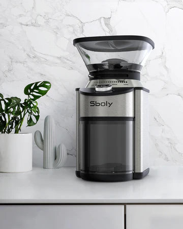 Sboly Coffee Grinder Stainless Steel Adjustable Burr Mill with 19 Precise Grind Setting - SmartGatelb