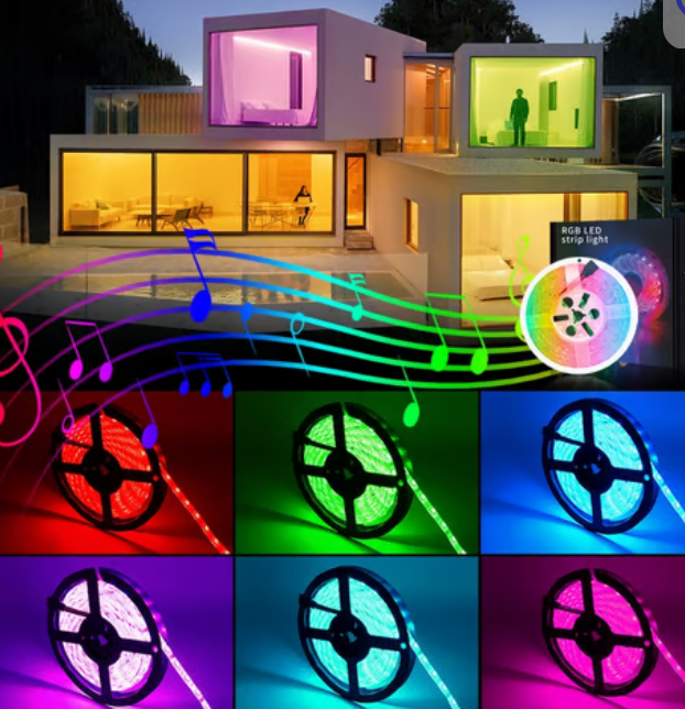 RiXME 5m LED Strip Lights RGB With Voice and Music Sync APP & Remote Control 24-Volt With WIFI - SmartGatelb