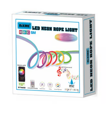 RiXME 5m RGB Neon LED Strip Music Sync Color Changing with Remote Control 5-Volt - SmartGatelb