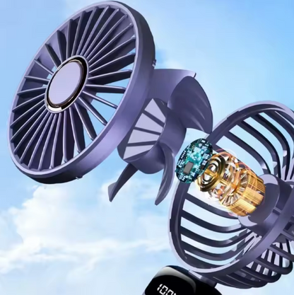 USB Rechargeable Foldable Mini Fan with LED Display – 5-Speed, 90° Adjustable, Neck Hanging & Desktop Use – Model N15B - SmartGatelb
