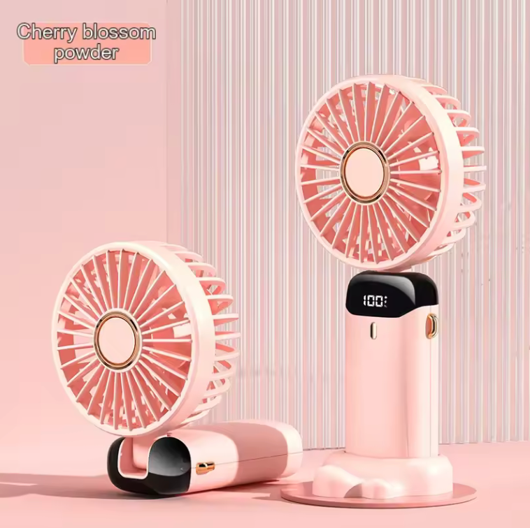 USB Rechargeable Foldable Mini Fan with LED Display – 5-Speed, 90° Adjustable, Neck Hanging & Desktop Use – Model N15B - SmartGatelb