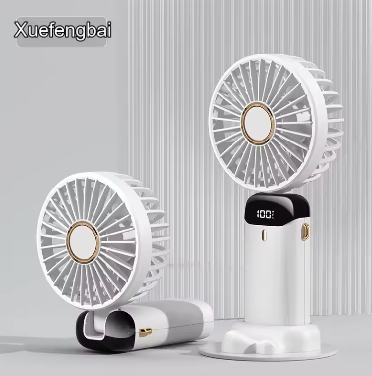 USB Rechargeable Foldable Mini Fan with LED Display – 5-Speed, 90° Adjustable, Neck Hanging & Desktop Use – Model N15B - SmartGatelb