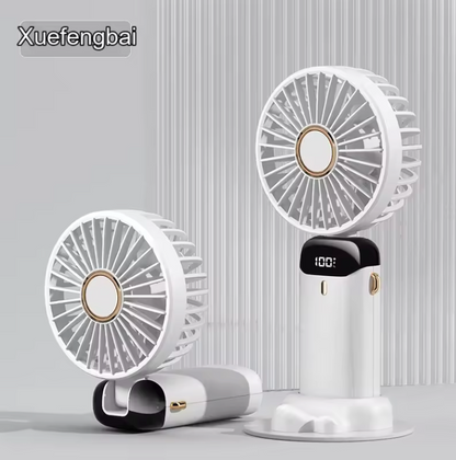 USB Rechargeable Foldable Mini Fan with LED Display – 5-Speed, 90° Adjustable, Neck Hanging & Desktop Use – Model N15B - SmartGatelb