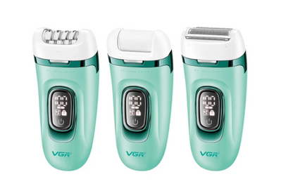 VGR V-762 Professional 3-in-1 Lady Epilator – Epilator, Shaver & Callus Remover | 800mAh | IPX7 Waterproof