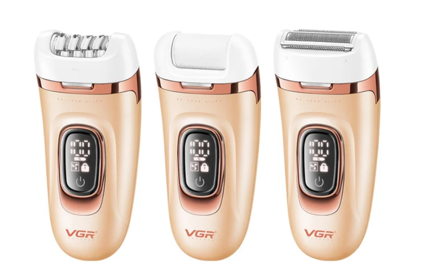 VGR V-762 Professional 3-in-1 Lady Epilator – Epilator, Shaver & Callus Remover | 800mAh | IPX7 Waterproof