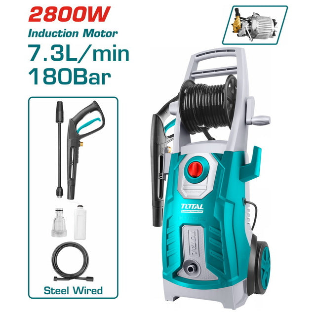 TOTAL High Pressure Washer – 2800W, 180 Bar, Auto Stop System (TGT11266) - SmartGatelb