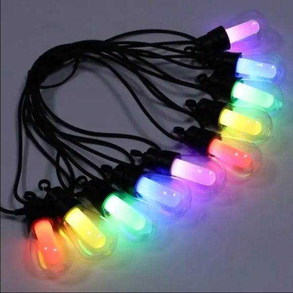 RixME Solar String Lights 10m – Waterproof Outdoor LED Bulb Lights with RGB Modes - Smart Gate