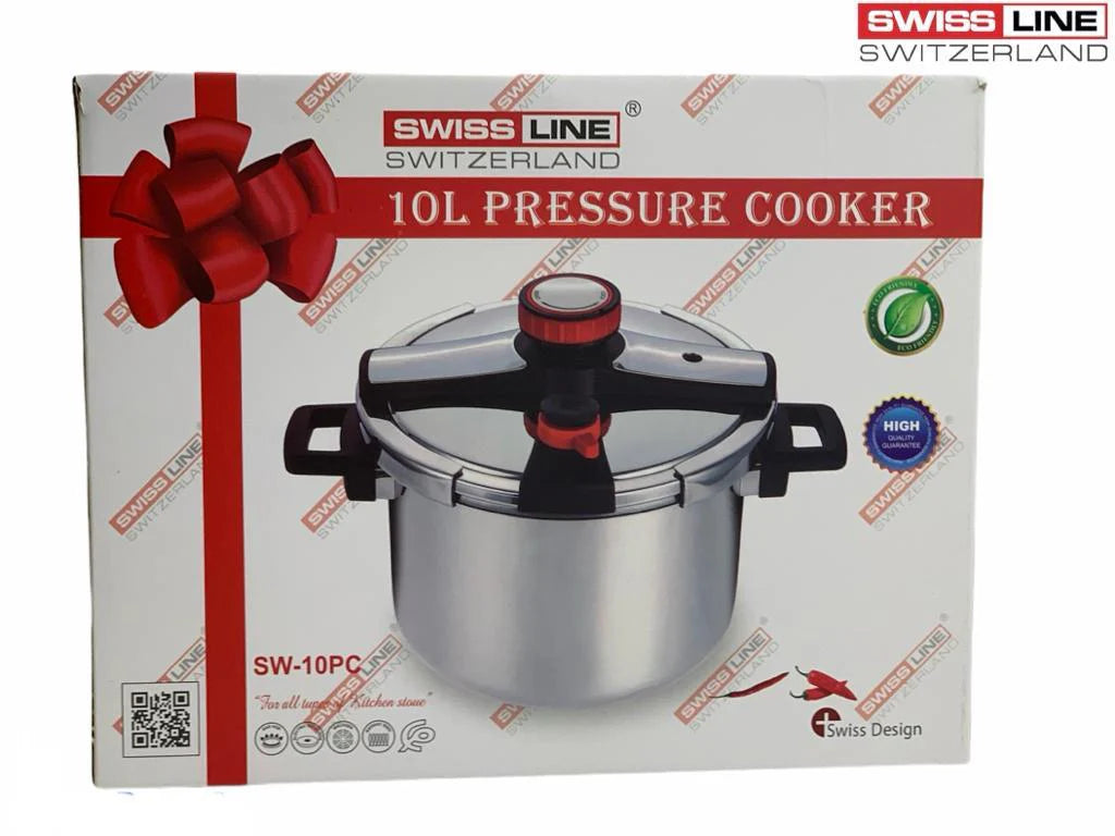 Swiss Line 10L Stainless Steel Pressure Cooker – Large Capacity Fast Cooking - Smart Gate