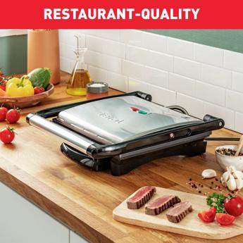 Tefal Inicio GC241D12 Contact Grill & Panini Press 2000W – Non-Stick Plates | Stainless Steel