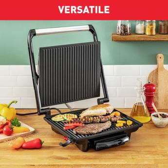 Tefal Inicio GC241D12 Contact Grill & Panini Press 2000W – Non-Stick Plates | Stainless Steel