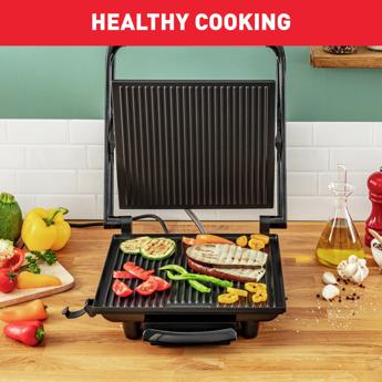 Tefal Inicio GC241D12 Contact Grill & Panini Press 2000W – Non-Stick Plates | Stainless Steel