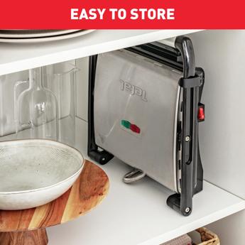 Tefal Inicio GC241D12 Contact Grill & Panini Press 2000W – Non-Stick Plates | Stainless Steel