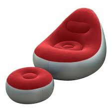 Leedsooy Inflatable Pouf Sofa Chair with Footrest – Single Seat Portable Air Lounge - Smart Gate