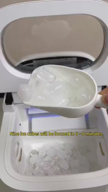 HAAN Countertop Ice Maker | 150W | UV Sterilization | 9 Ice Cubes Every 6–8 Min