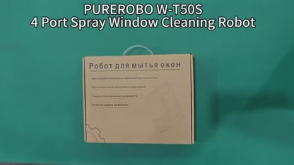 PUREROBO W-T50S Window Cleaning Robot – 2600Pa Suction | 4-Way Water Spray | Wet & Dry Glass Cleaner