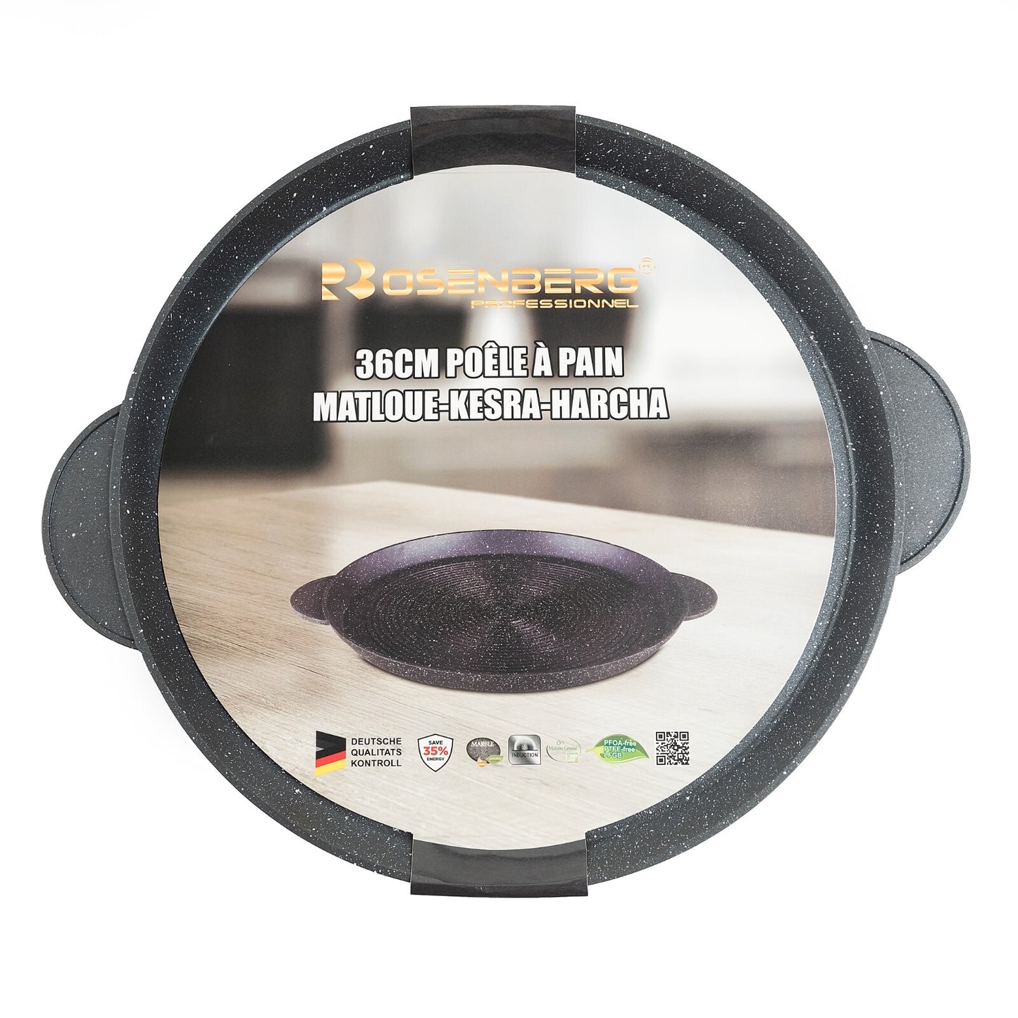 KITCHENWARE 36 CM MARBLE PAELLA PAN  BLACK - SmartGatelb