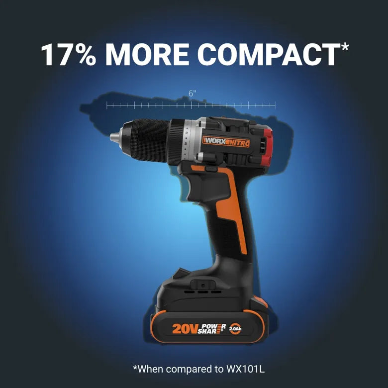 Worx Nitro 20V Cordless Compact Drill/Driver (2x Batterie) - SmartGatelb
