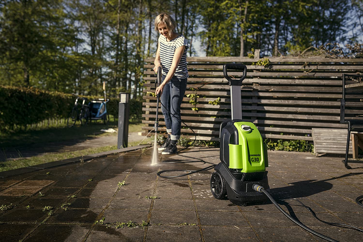 Greenworks 5104007UK G30 120 Bar Pressure Washer, 1500 W, 240 V, Green - SmartGatelb
